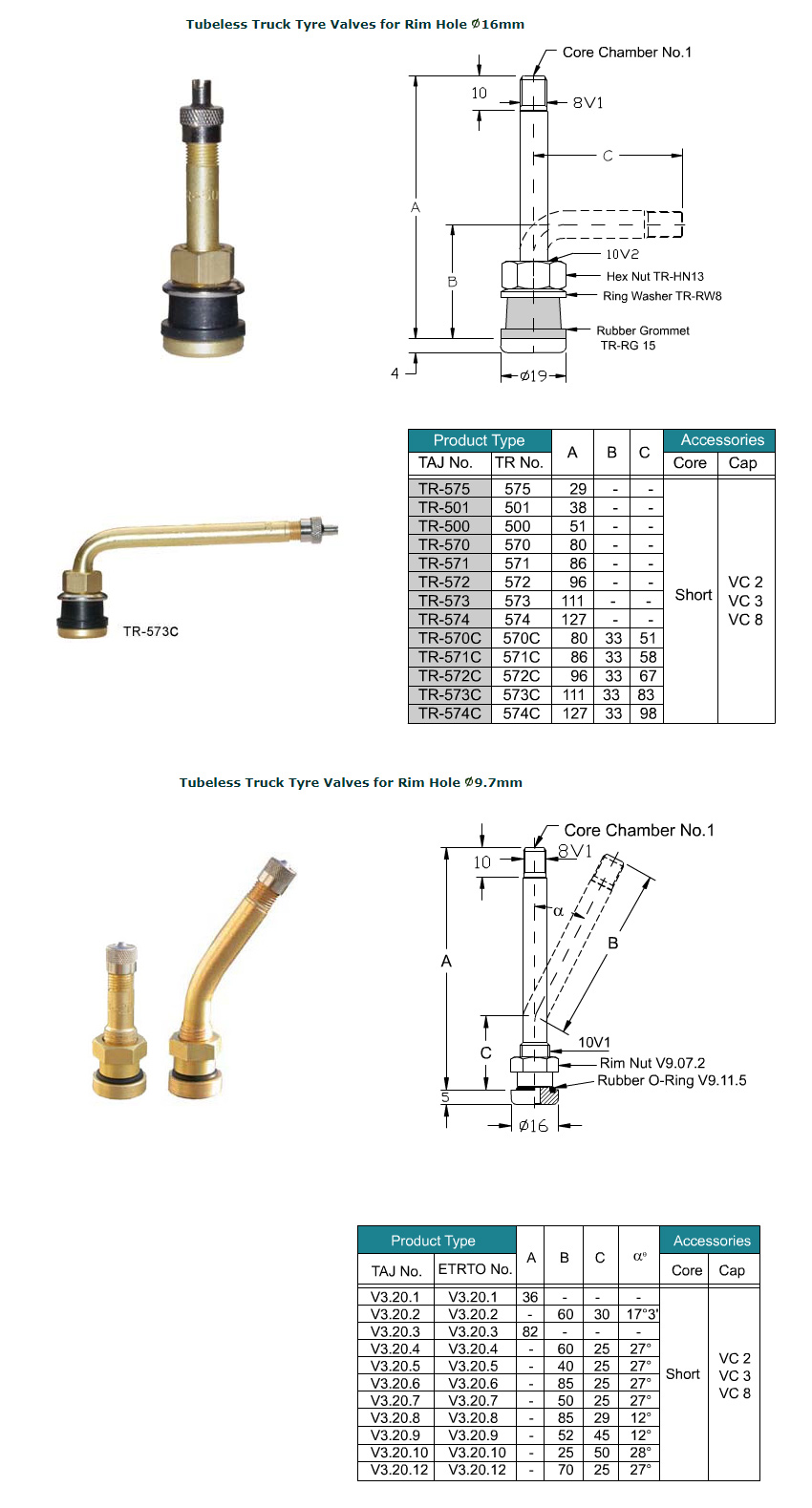 Tubeless Tyre Valves